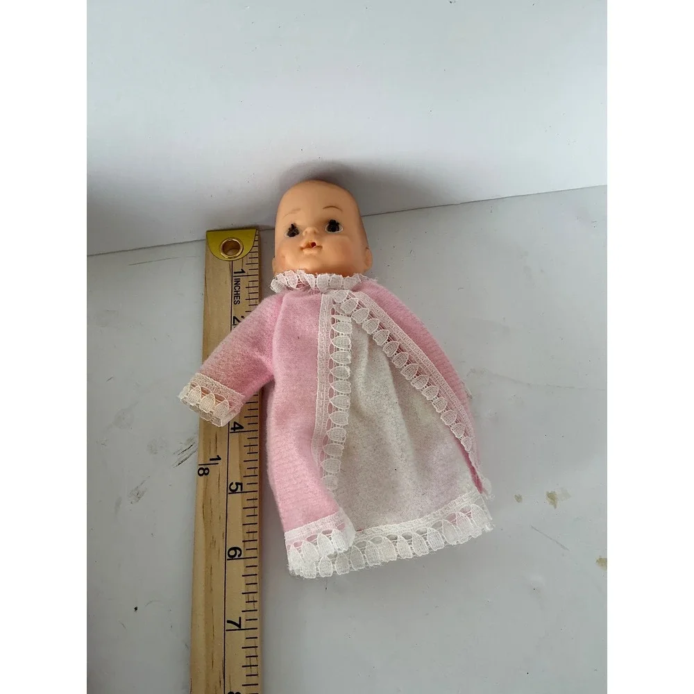 Eegee‎ Co Softina Vintage Doll Set Striped Dress Pink Lace Outfit 13in 1980s